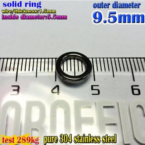 Fishing solid rings size1.5*6.5mm*9.5mm Quantity 30 pcs/lot PURE 304 Stainless steel fishing accessories