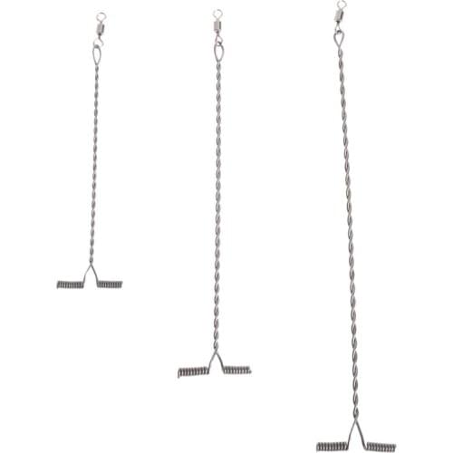 10Pcs Fishing Wire Arm With Swivel T Shaped Stainless Steel 9/12/15cm Rig Tackle E56D