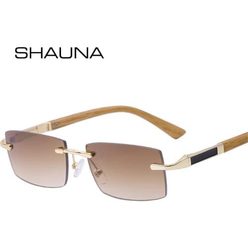 SHAUNA Retro Small Rectangle Sunglasses Women Fashion Rimless Gradient Eyewear Men Square Shades UV400 Gray Purple Sun Glasses
