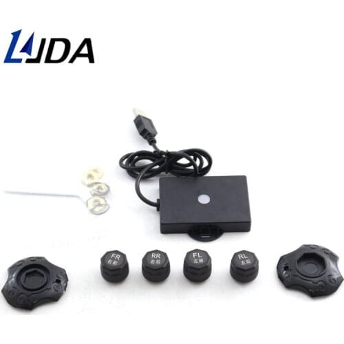 LJDA TMPS Auto Security Alarm System Solar Power Intelligent Safety Tyre Pressure Monitoring Set Tool Kit Digital LCD
