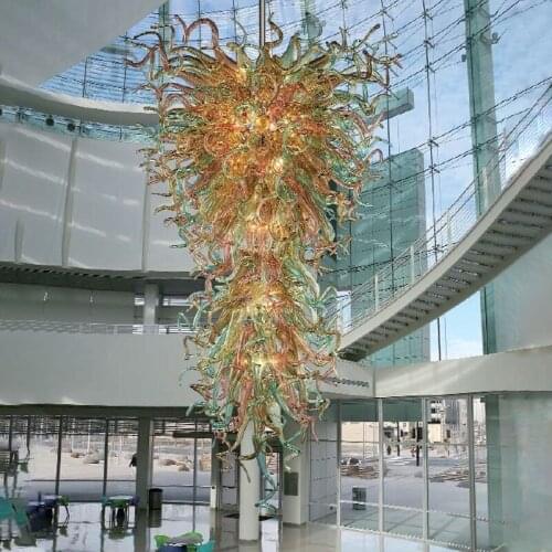 Modern Large Chandeliers Staircase Chihuly Style Murano Glass Chandelier Europe LED Chandelier Lighting Home Hotel
