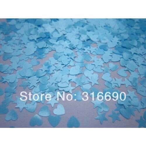 Solvent Resistant Glitter mix matte blue heart and star decorations for nails