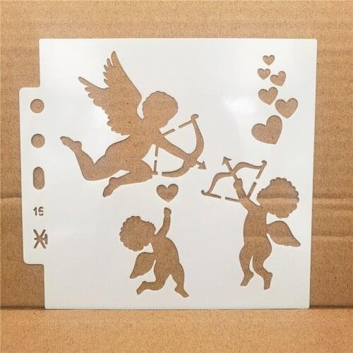 14.1*13 angel stencils Cover template spray plastic mold shield DIY cake hollow Embellishment printing lace ruler Easter