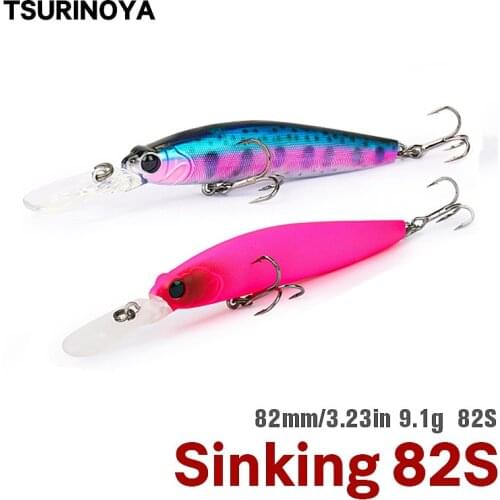 TSURINOYA DW85 Minnow Fishing Lure 82mm 9.1g Sinking Hard Bait for Carp Fishing Long Casting Bass Trout Jerkbait Crank Wobblers