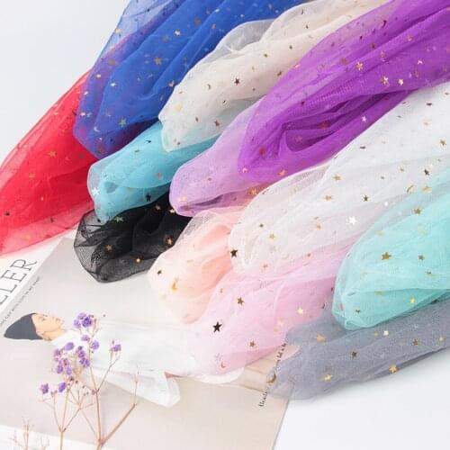 155cm DIY Clothing Decoration Fabric Width Glitter Star Printing Tulle Fabric for Girls Summer Dress Princess Dress Handmade