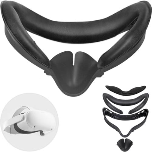 Facial Interface Bracket face/lens Cover Set for Oculus Quest 2,PU Leather Foam Face Pad for Oculus Quest 2 VR Accessories,Black