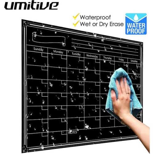 Umitive 1pcs Magnetic Dry Erase Fridge Calendar White Black Board Memo List To Do List Monthly Daily Planner Organizer 2019