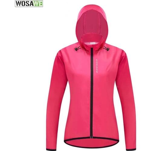 WOSAWE Womens Riding Hooded Windbreaker Lightweight Windproof Waterproof Top Running Sports Quick-drying Cycling Jersey
