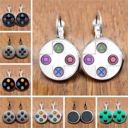 Vintage Video Game Controller Earrings Cool Men Gamer Jewelry Gifts Retro Controller Gamepad Key Picture Earrings