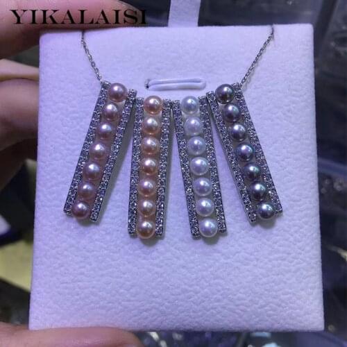 YIKALAISI 925 Sterling Silver Jewelry Pearl Necklace 2019 Fine Natural Pearl jewelry 4-5mm pearl Necklace For Women wholesale