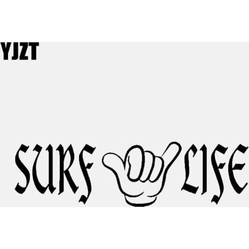 YJZT 15.7CM*4.4CM SURF LIFE Funny Finger Car Sticker Vinyl Decal Decor Black/Silver C3-1933