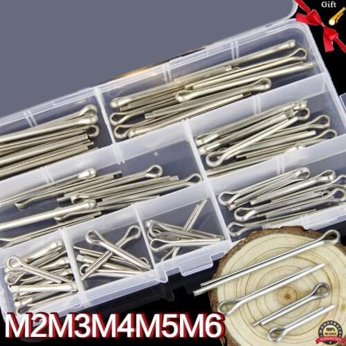304 Stainless Steel Cotter Pin Clip Key Fastner Fitting Assortment Kit Cotter Pin Assortment Kit with Fastener Clip Key and box