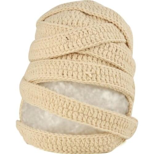 Womens knitted hat Mummy Halloween decoration hat white hat personality fashion knitted hat cosplay performance hat