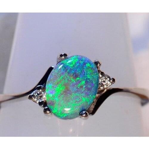 Milangirl Female Ring Multicolor Ring Mystic Earth Opal Rhinestone Exquisite Ring For Women Fashion Jewelry