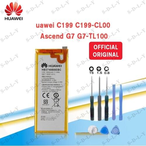 100% Original Battery for Huawei C199 Ascend G7 G7-TL100 HB3748B8EBC 3000mAh for Huawei C199 C199-CL00 Mobile Phone+ Tools