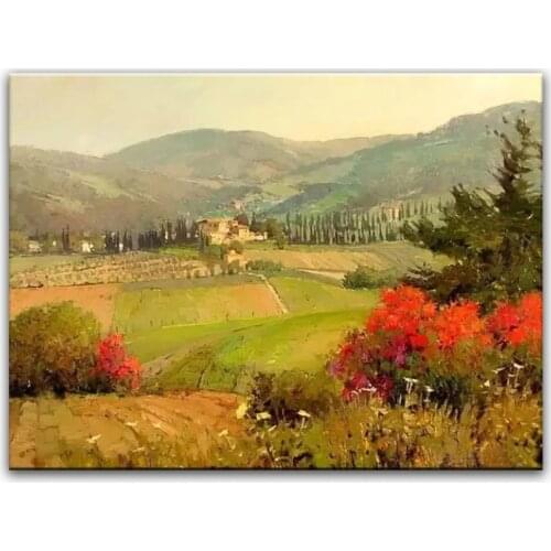 100% hand painted oil painting Home decoration high quality landscape knife painting pictures DM16072103