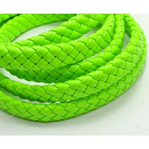 16.4 Feets Neon Green Flat Braided Synthetic Leather Cord 10X4mm