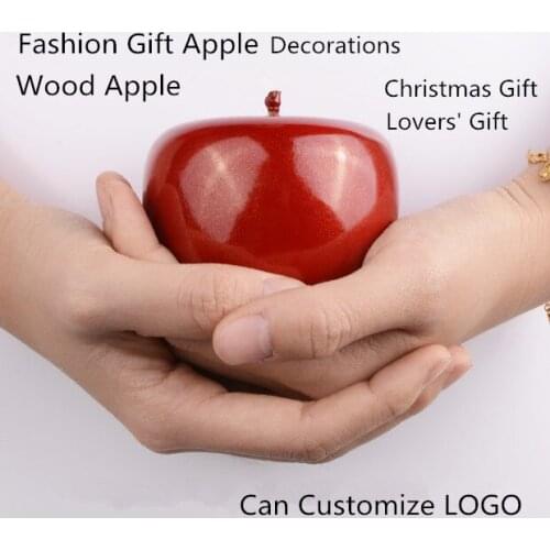 2018 Red/Yellow Wood Gift Apple Decorations Fashion Lucky Christmas Apple Gift Wedding Decoration Lovers' Day Present T036
