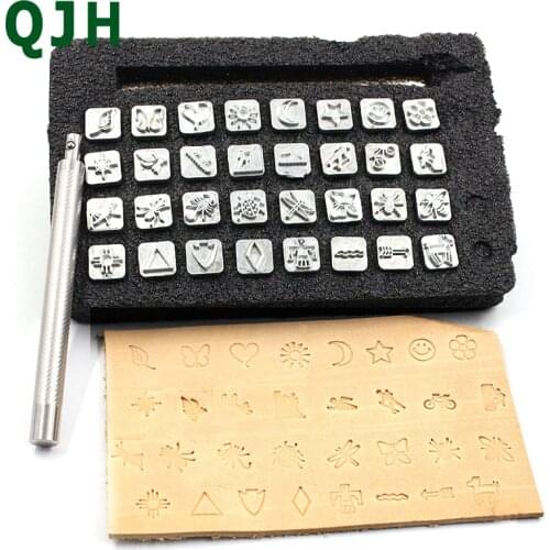 32 Metal Stamp Punch Set Tool Leather Carving Stamp Tool DIY Leather Craft Printing Punch Stamp Seal Tool