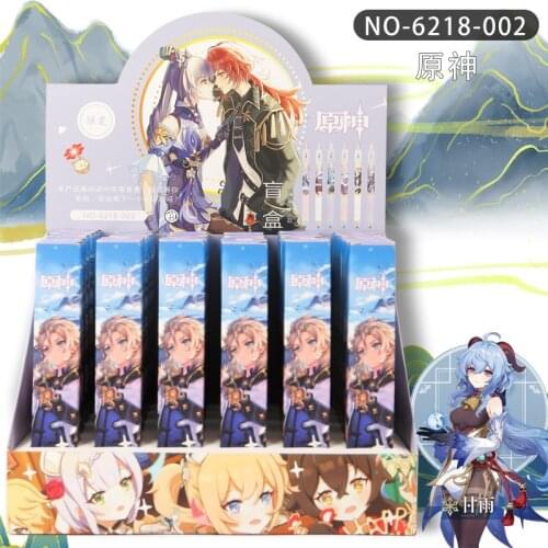 36 Pcs/box Anime Genshin Impact Pen Toy Venti Klee Zhongli Qiqi Gel Pen Blind Mystery Box Study Stationery Toys Gift 0.5mm