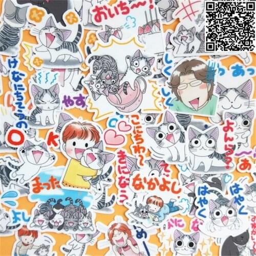 40 pcs waterproof DIY cartoon cat sticker for Wall decor fridge motorcycle Bike laptop car stickers figure toys no repeat