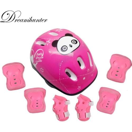 7pcs/Set Protective Patins Set Childrens Helmet Knee Pads Elbow Pads Wrist Sports Safety Set For Scooter Cycling Roller Skating