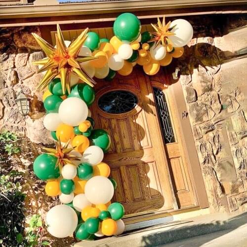 95pcs Explosion Star Balloons Arch Garland Kit Green Yellow White Latex Balloon Birthday Wedding Home Party Decoration Supplies