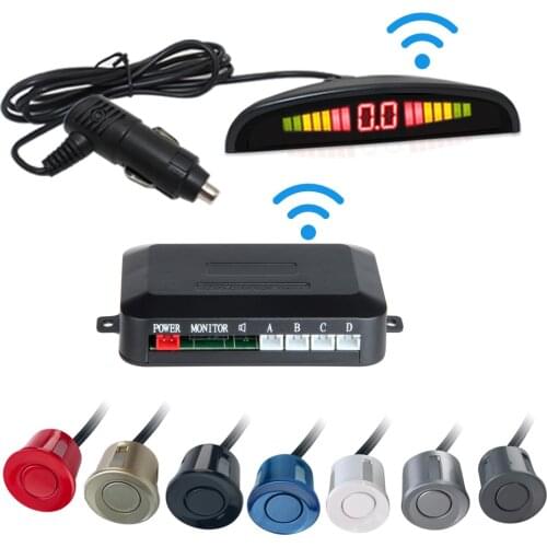 Wireless Car Auto Parktronic Parking Sensor 4 System Reversing Car Parking Radar Monitor Detector LED Display Black/ White 7