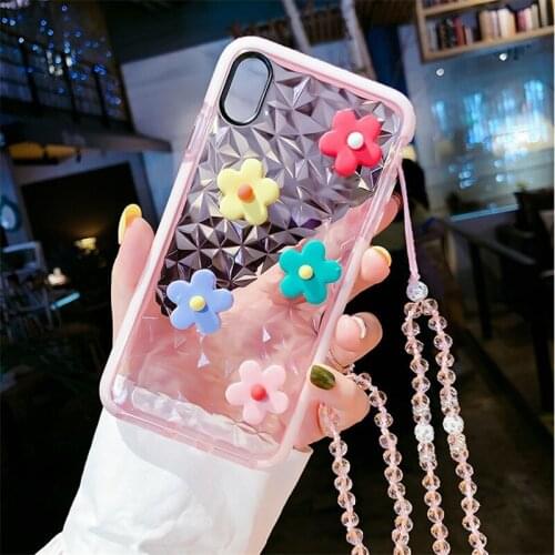 Luxury Diamond Pattern with Five-color Flower Cover Case For iphone11 pro max 6 7 8 Plus X XS MAX XR Phone Case TPU Clear Coque