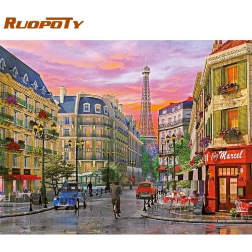 RUOPOTY Painting By Numbers Unique Gift Hand Made 60x75cm Diy Framed On Canvas City Street Landscape Picture Kits Home Decor