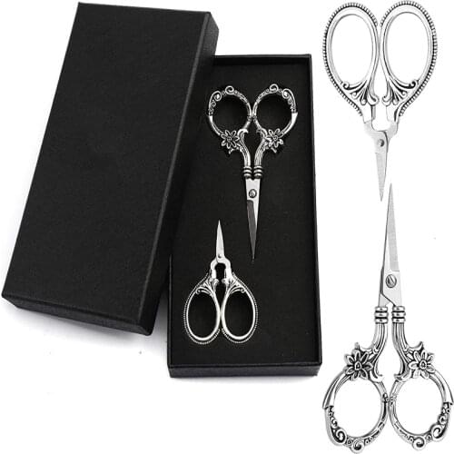 MIUSIE 2 Pair Classic European Design Scissors Stainless Steel Embroidery Scissors Dressmaker Small Scissors For Fabric
