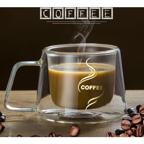 Coffee Mug Espresso Cup Thermal Glass Double Wall High Borosilicate Mugs AUG889