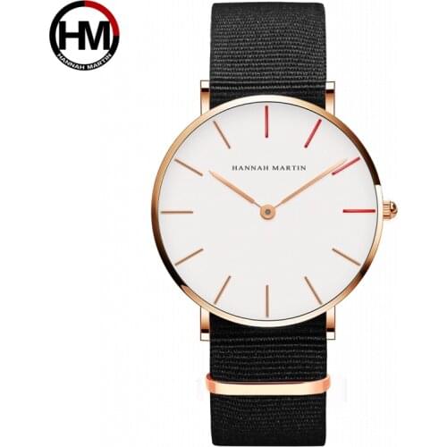 Hannah Martin Watches Women Ultra Slim Quartz Watch Casual Nylon Men Wristwatches Relojes Mujer Bayan Kol Saati Montre Feminino