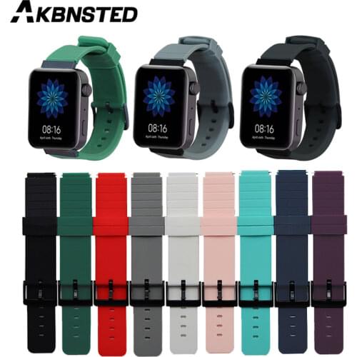 AKBNSTED 18mm Soft Colorful Watch Band For Xiaomi Mi Smart Watch Rubber Watch Bracelet Replacement Strap For Xiaomi Mi Watch