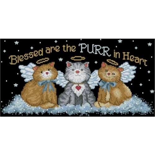 Angel cat patterns Counted Cross Stitch 11CT 14CT DIY wholesale Chinese Cross Stitch Kit Embroidery Needlework Sets
