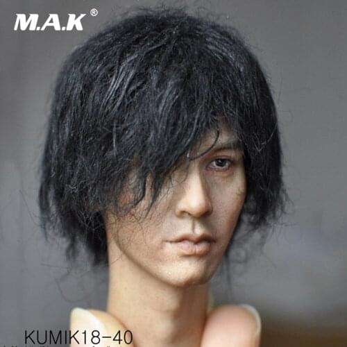 New KUMIK 18-40 1/6 Male Paste Head Sculpt PVC Plant Hair Head Carved Model for 12" Man Action Figure Body Accessory