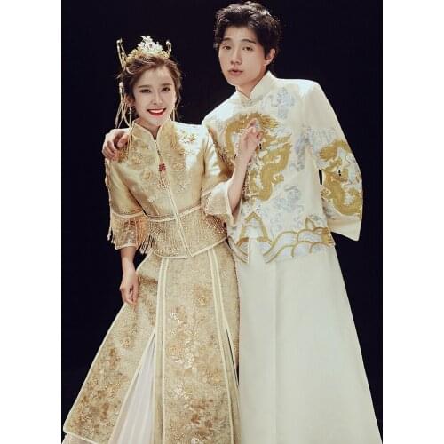 Xiuhe Clothing New Chinese Style Bridal Clothes Wedding Dress a Chaplet and Official Robes Ancient Costume Wedding Dress Xiuhe