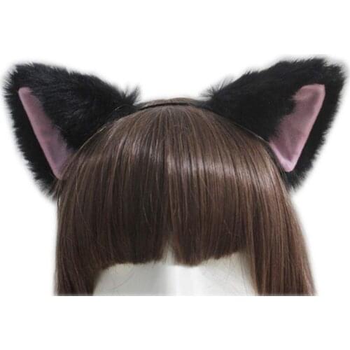 Black Fur Head Band Headwear Sexy Cats Ears Hairband Long Girls Kid Cartoon Hair Accessories Party Cosplay Prop Headband #3G