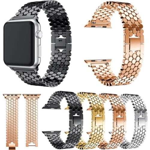 For Apple Watch Series 5 4 3 2 1 Band Strap 44mm 40mm 42mm Bling Stainless Steel Bracelet Strap Adapter for IWatch Band 4 3
