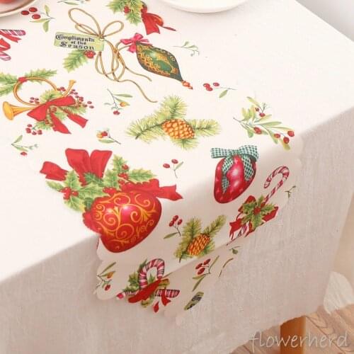 Christmas Polyester Table Flag Printed Bed Flag Towel Table Runner Tablecloth Party Supplies Xmas Decors Tea Table Decorating