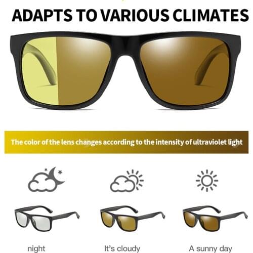 SHAUNA Men Women Classic Vintage Polarized Night Vision Glasses Discolored Anti-Glare Lens Driving Sun Glasses