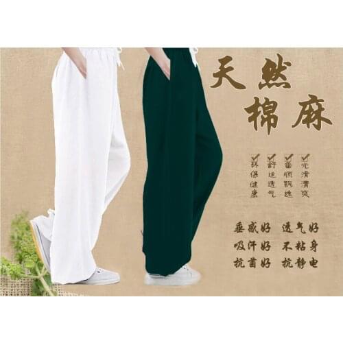 Spring summer cotton and linen Tai Chi pants womens sports fitness bloomers linen yoga pants martial arts performance trousers
