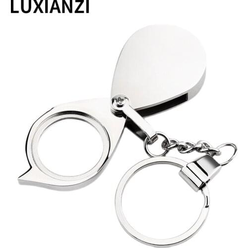 LUXIANZI 20x Folding Glass Magnifier Key Chain For Seniors Reading Inspecting Tool Mini Magnifying Portable Jewllery Loupe