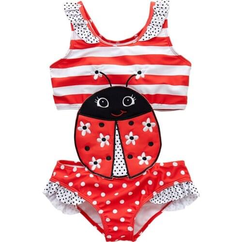 KAVKAS 2020 Kids Girls Swimsuit One Piece Summer Kid Swimwear 1-8T Children Baby Girls Bikini Ruffles Bath Girl Swimming