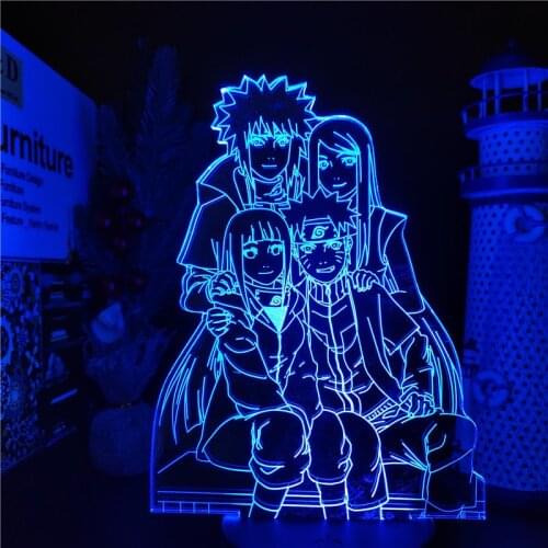 LED Lamp Naruto Minato Kushina Hinata Family 3D Night Light Manga Lights Children Gift Home Decoration Lampara Anime Figure Lamp