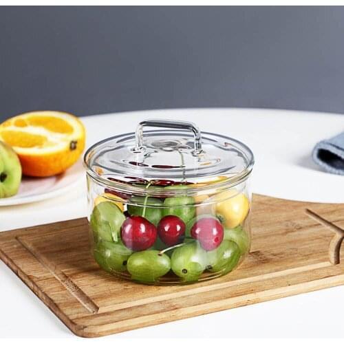 Heat Resistant Glass Bowl Stackabe Round Fruit Salad Bowls Clear Kitchen Food Storage Container Mixing Bowl Kitchen Accessories