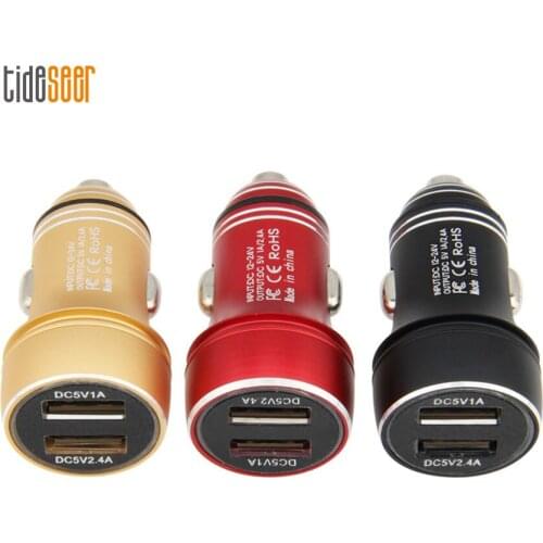 Universal Cigarette Lighter Dual USB Car Charger 2 Port Power Socket 5V 2.4A/1A Auto Charge Adapter for Smartphone Tablet 300pcs