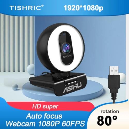 TISHRIC H100 Webcam 1080p 60fps LED Autofocus Web Camera With Microphone Webcam For Pc Live Videoconferencing Broadcast