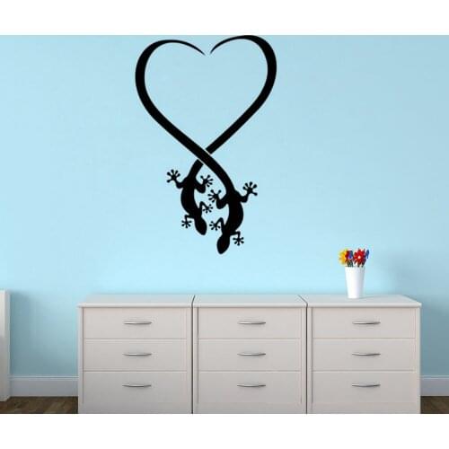 Lizards Lovers Heart Shape Vinyl Wall Sticker Living Room Wall Art Decal Home Decor Poster House Decoration 35 cm x 55 cm