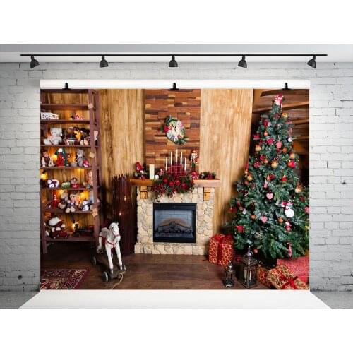 VinylBDS 8x8ft Christmas Photography Backdrop Vintage Wooden Wooden Wall Christmas Backdrops for Photo Studio